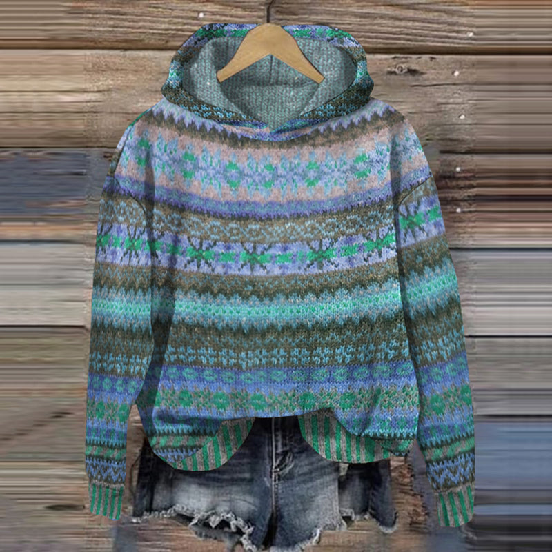 Stylowy damski sweter zimowy z autentycznym norweskim wzorem, pulower, ciepły i modny.