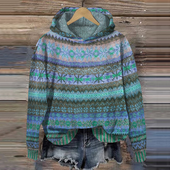 Stylowy damski sweter zimowy z autentycznym norweskim wzorem, pulower, ciepły i modny.