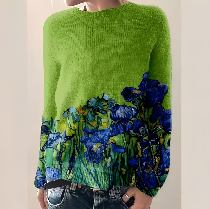 Elegancki sweter damski zimowy, klasyczny fason. Modna odzież damska na jesień i zimę.