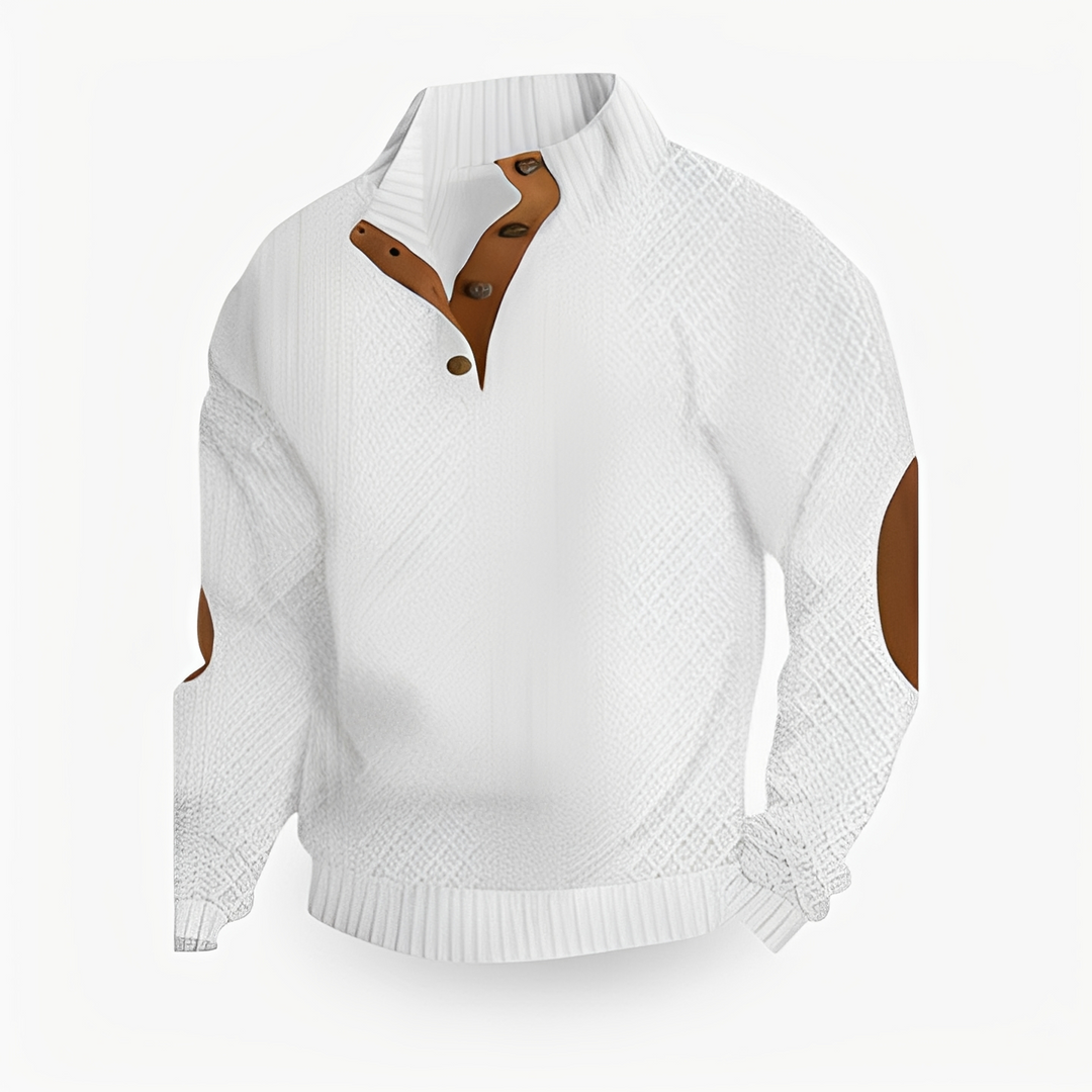 Elegancki sweter męski casual, klasyczny krój, idealny na co dzień. Modna odzież męska na jesień i zimę.