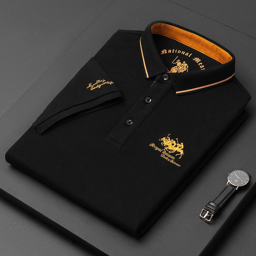 Czarna męska koszulka polo Hamilton z eleganckim kołnierzykiem