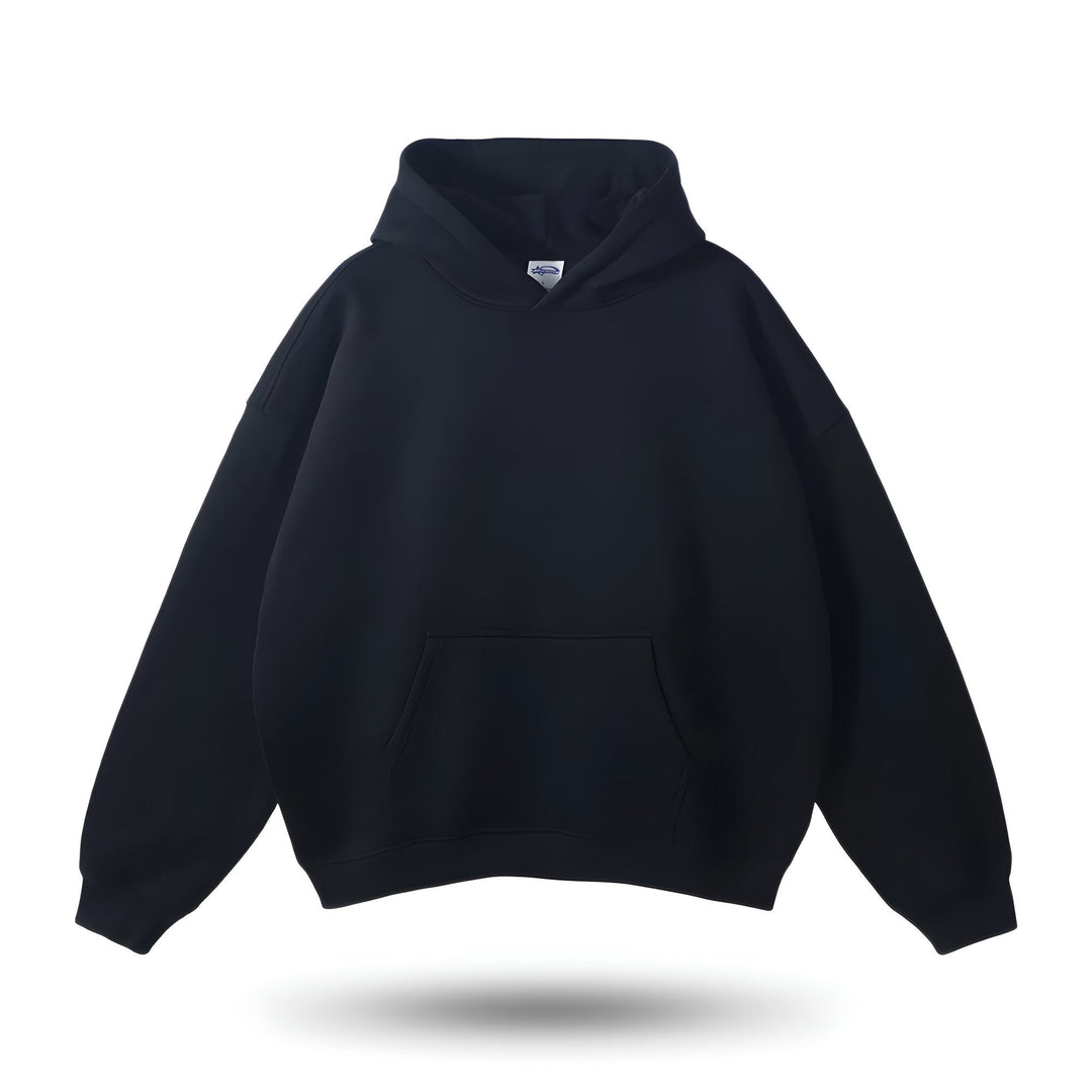 Męska czarna bluza z kapturem oversize z kieszenią kangurką