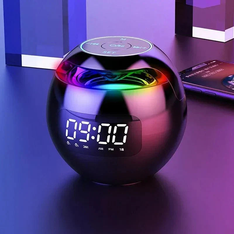 Cyfrowy budzik z głośnikiem Bluetooth, wielokolorową lampką nocną LED. Idealny do sypialni.