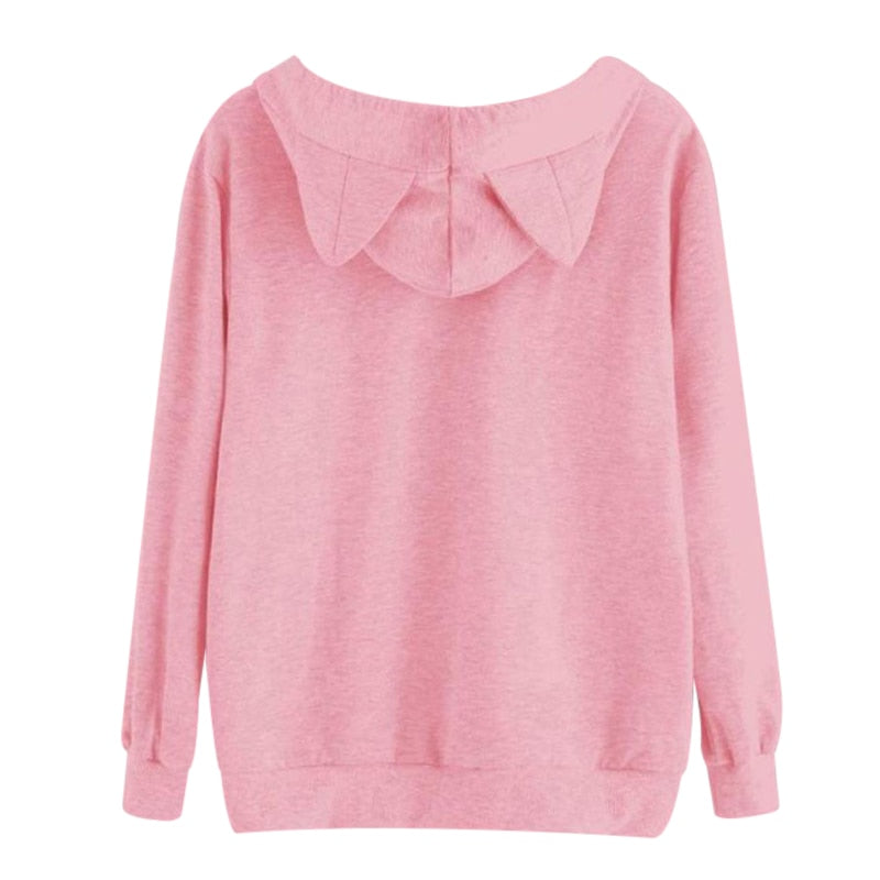 Wygodna damska bluza z kapturem w stylu casual, z unikalnym motywem uszu kota.