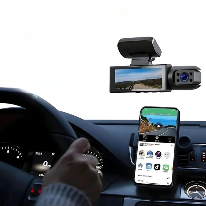 Kamera samochodowa z noktowizorem i podwójnym obiektywem 1080p. Nagrywanie jazdy dla Twojego bezpieczeństwa.