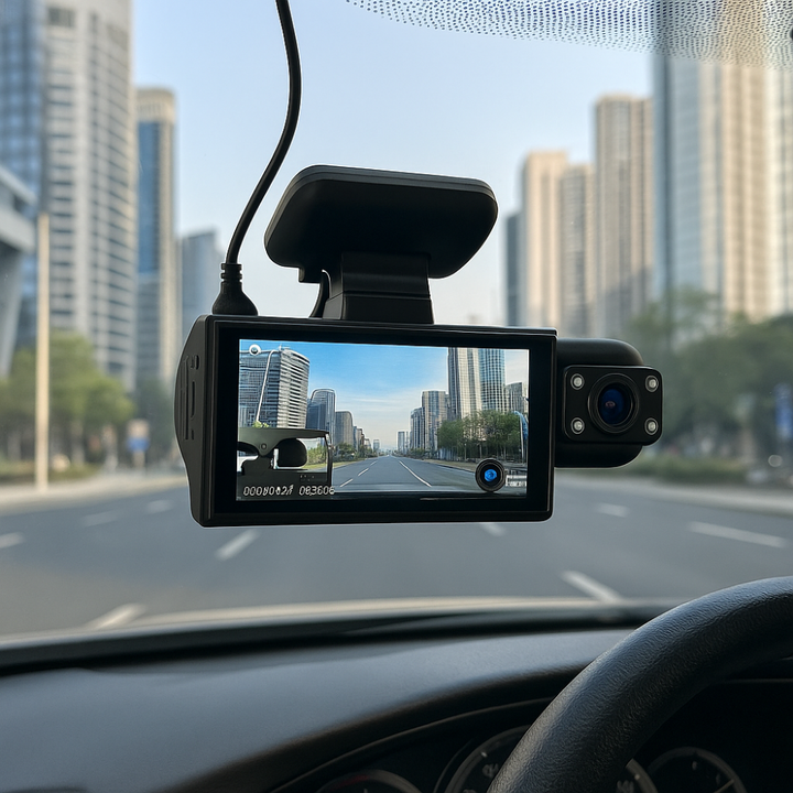 Kompaktowy wideorejestrator 1080p Full HD z Wi-Fi. Kamera samochodowa z podwójnym obiektywem, idealna do samochodu.