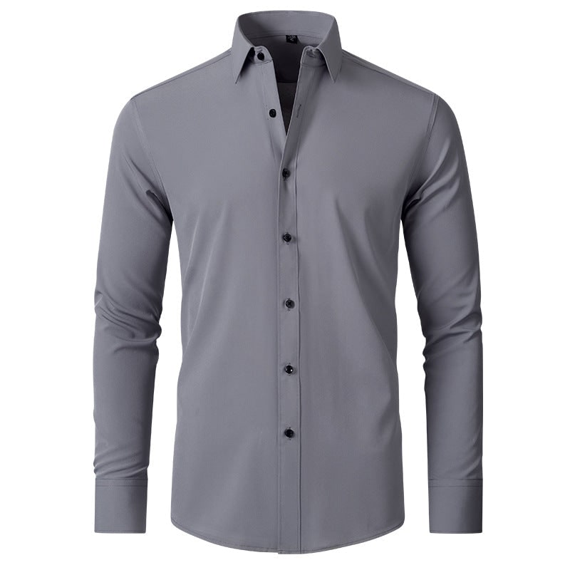 Męska czarna koszula rozciągliwa, komfortowa, slim fit, na uroczystości i na co dzień.