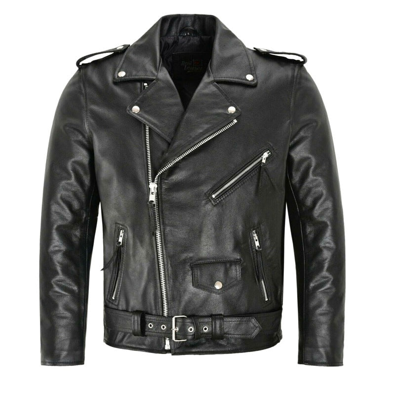 Stylowa męska kurtka biker, ikona mody. Czarna, skórzana kurtka przejściowa, idealna do streetwear i casualowych stylizacji.