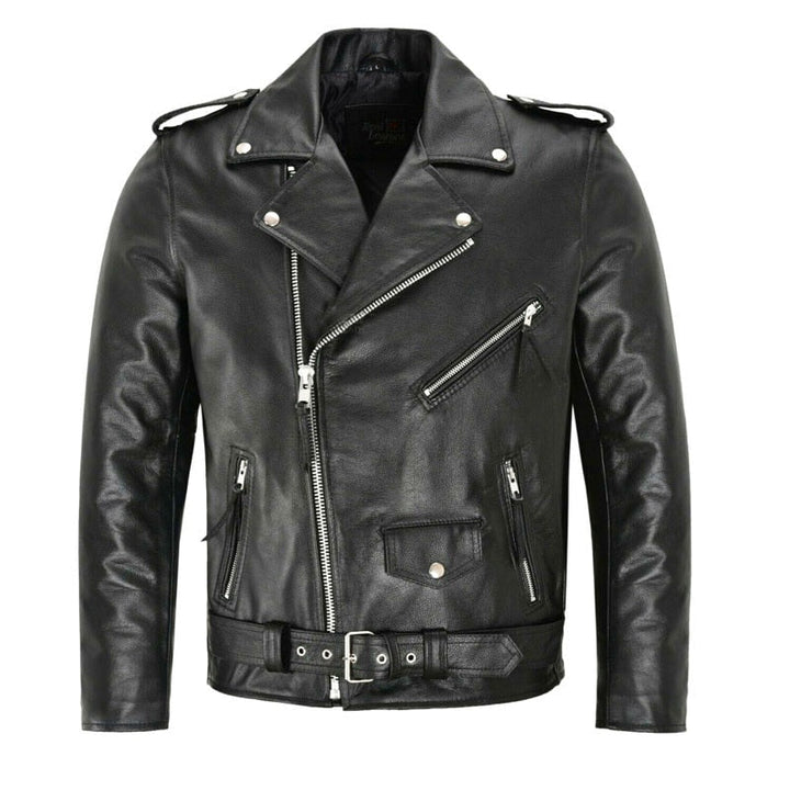 Stylowa męska kurtka biker, ikona mody. Czarna, skórzana kurtka przejściowa, idealna do streetwear i casualowych stylizacji.