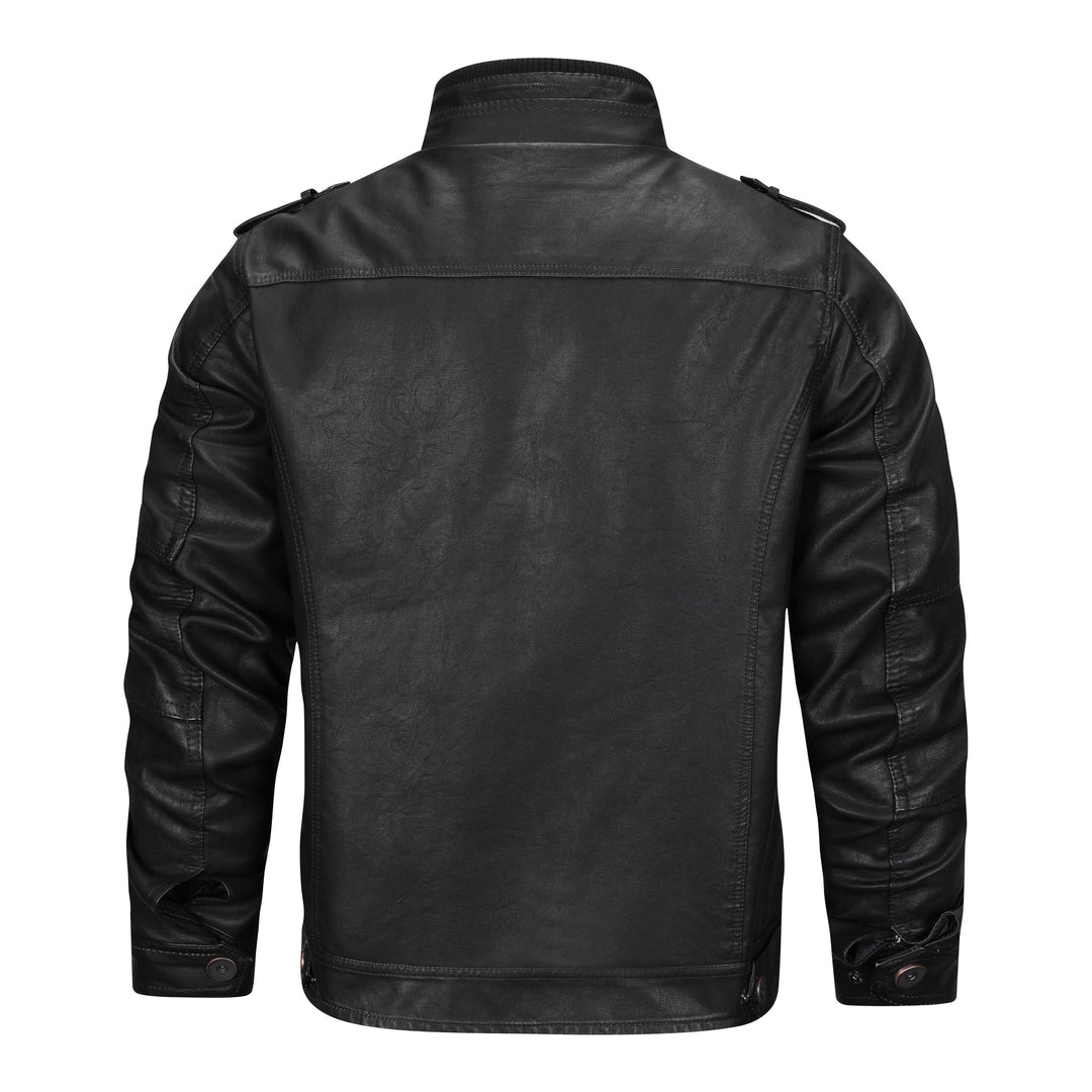 Męska czarna kurtka skórzana motocyklowa, dopasowana. Elegancka i casualowa odzież jesienna.