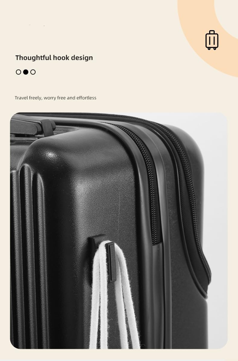 Elegancka czarna walizka kabinowa 20" z nowoczesnymi funkcjami: uchwyt na kubek, USB, TSA.