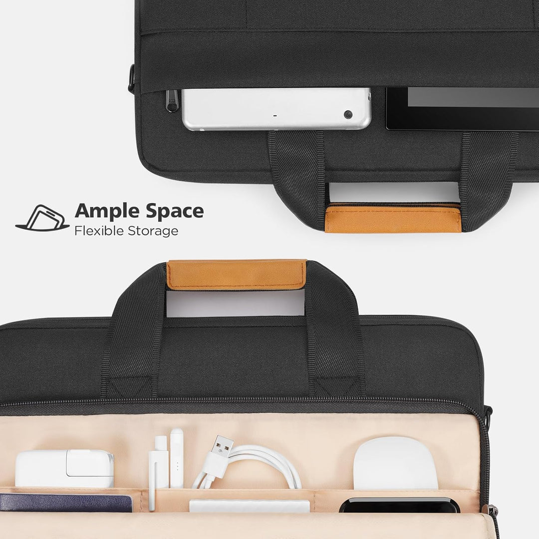 Torba na laptopa wodoodporna, ochrona 360°, do pracy zdalnej, czarna, funkcjonalna.