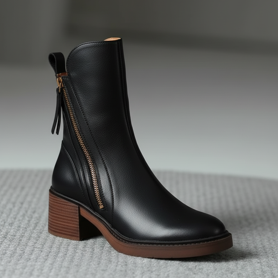 Brązowe botki damskie na słupku, modne obuwie do eleganckich i casualowych stylizacji.