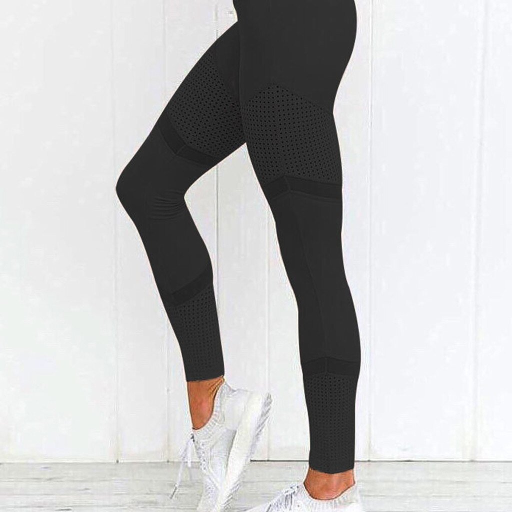 Wygodne damskie legginsy sportowe z przewiewną siateczką i wysokim stanem do treningów i fitnessu.