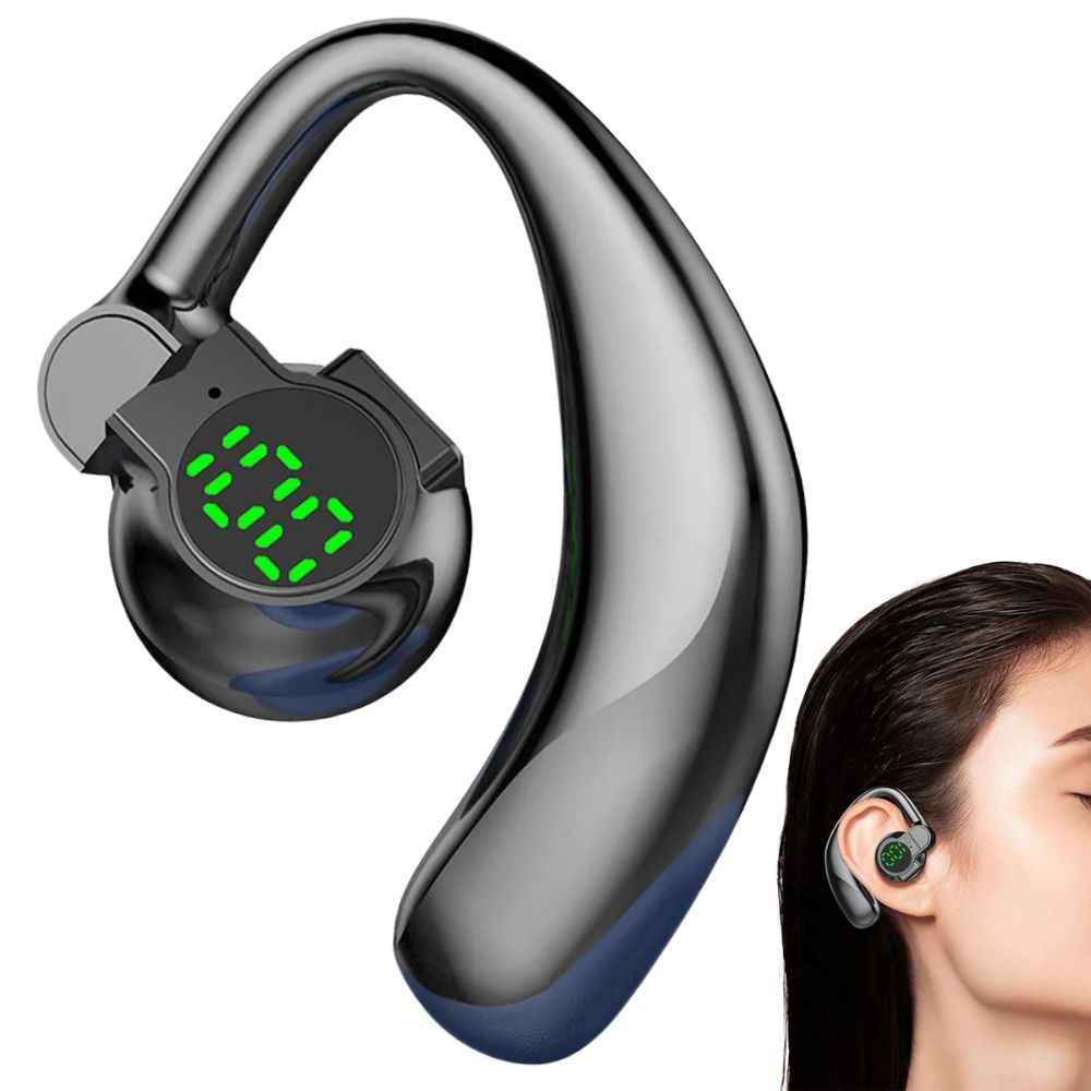 Czarne słuchawki bezprzewodowe Bluetooth z otwartą konstrukcją dla komfortowego słuchania audio.