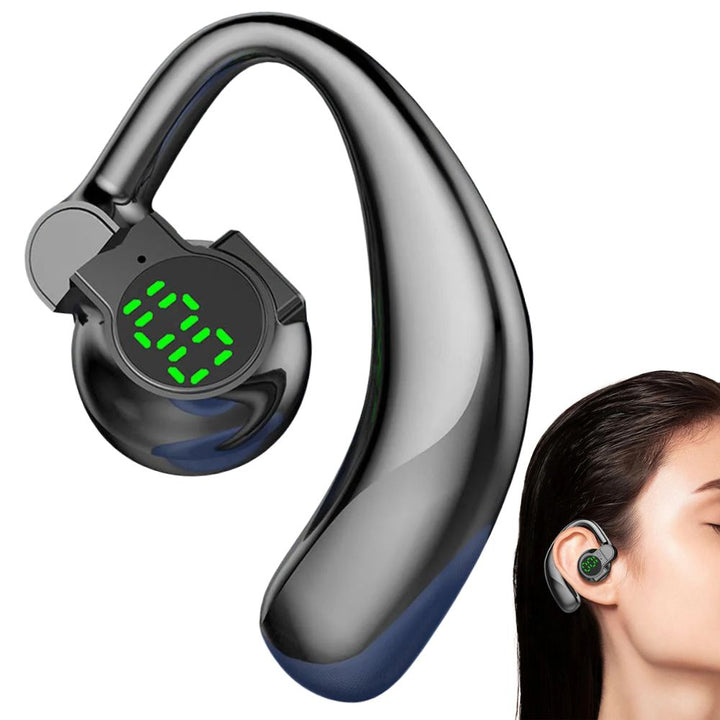 Czarne słuchawki bezprzewodowe Bluetooth z otwartą konstrukcją dla komfortowego słuchania audio.