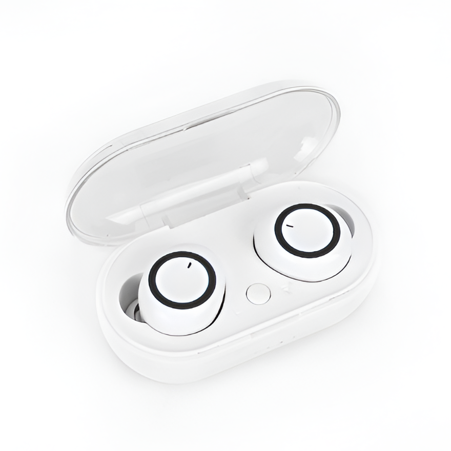 Wysokiej jakości słuchawki audio Bluetooth unisex z etui ładującym, oferujące krystaliczny dźwięk do słuchania muzyki.