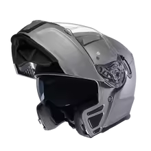 Nowoczesny kask motocyklowy z systemem podwójnego wizjera, idealny do bezpiecznej jazdy miejskiej i turystycznej.