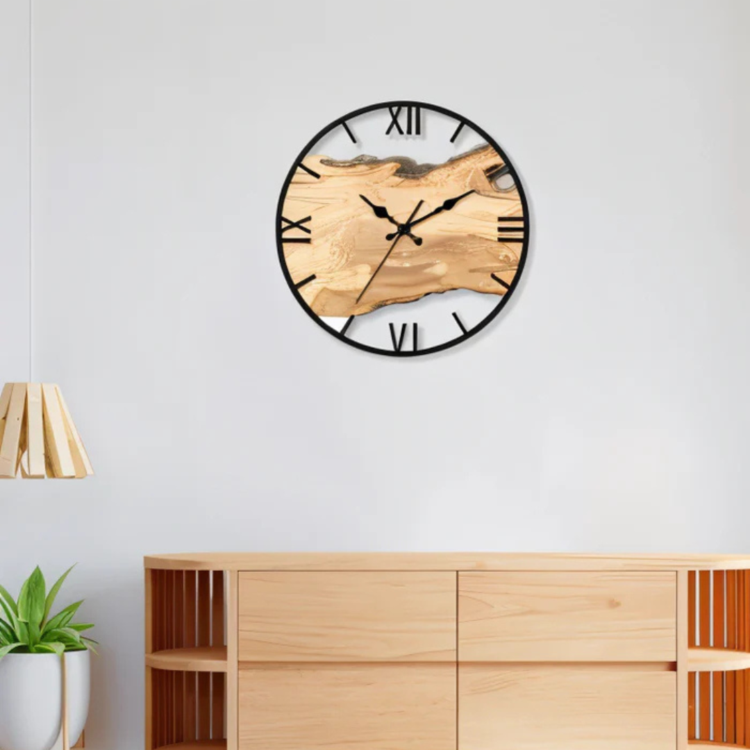 Elegancki czarny zegar ścienny. Minimalistyczna dekoracja do nowoczesnego domu lub biura. Wysoka jakość.