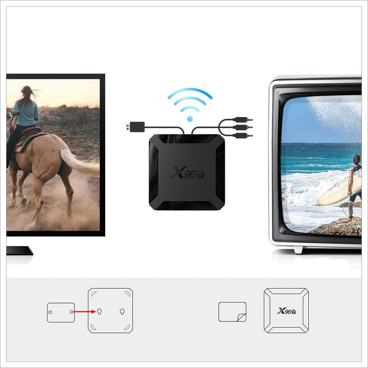 Smart TV box Android 4K UHD z pilotem. Płynny streaming i nieskończona rozrywka domowa w jakości 4K.