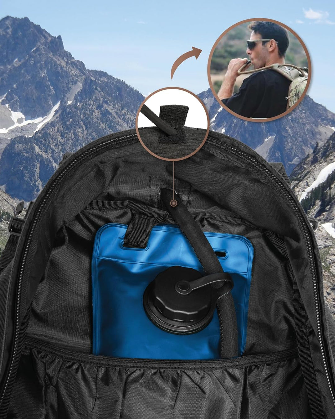 Wytrzymały plecak outdoorowy 35L Molle, czarny, gotowy na każdą terenową przygodę.