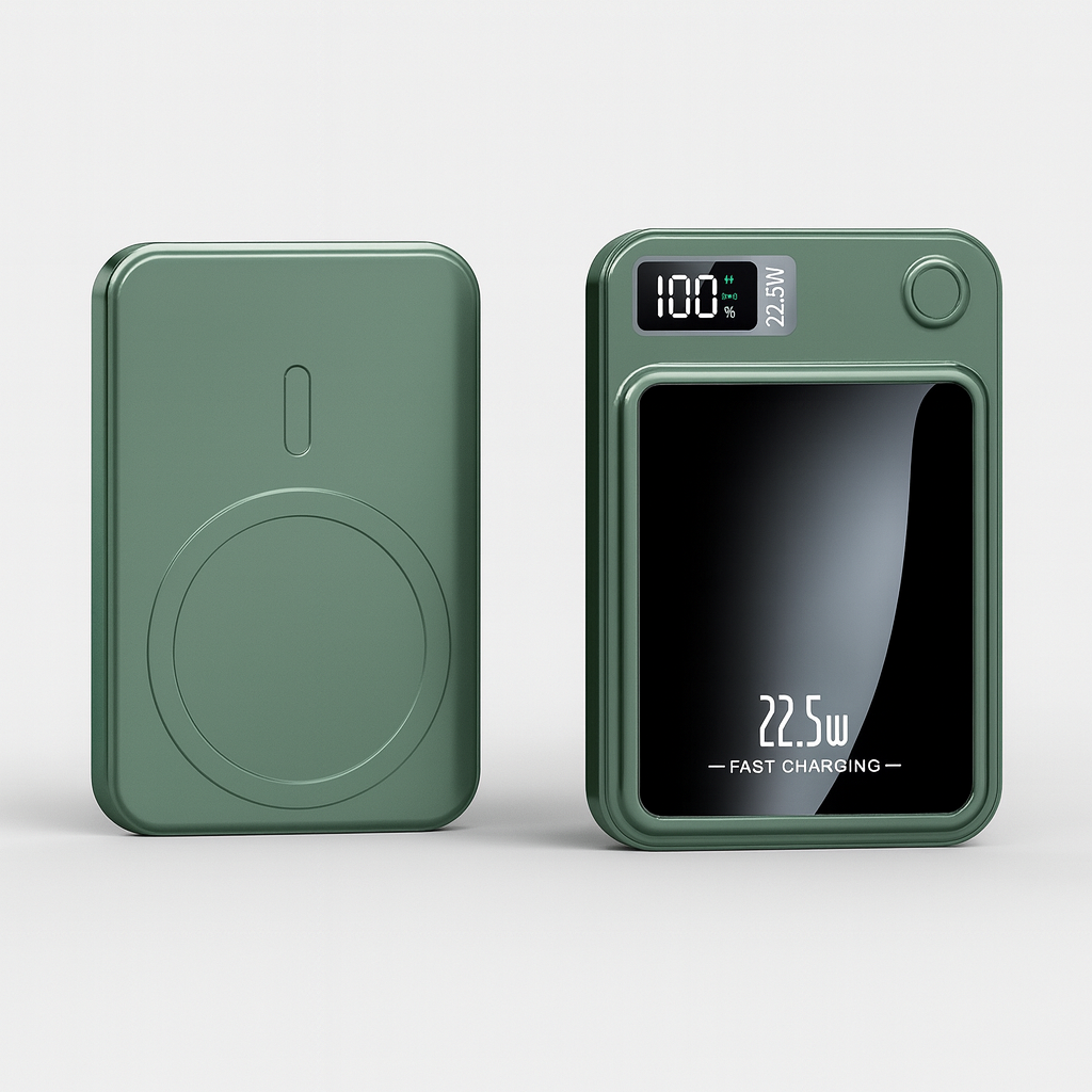 Nowoczesny powerbank z bezprzewodowym Qi, szybkim ładowaniem 22.5W i portem USB-C.