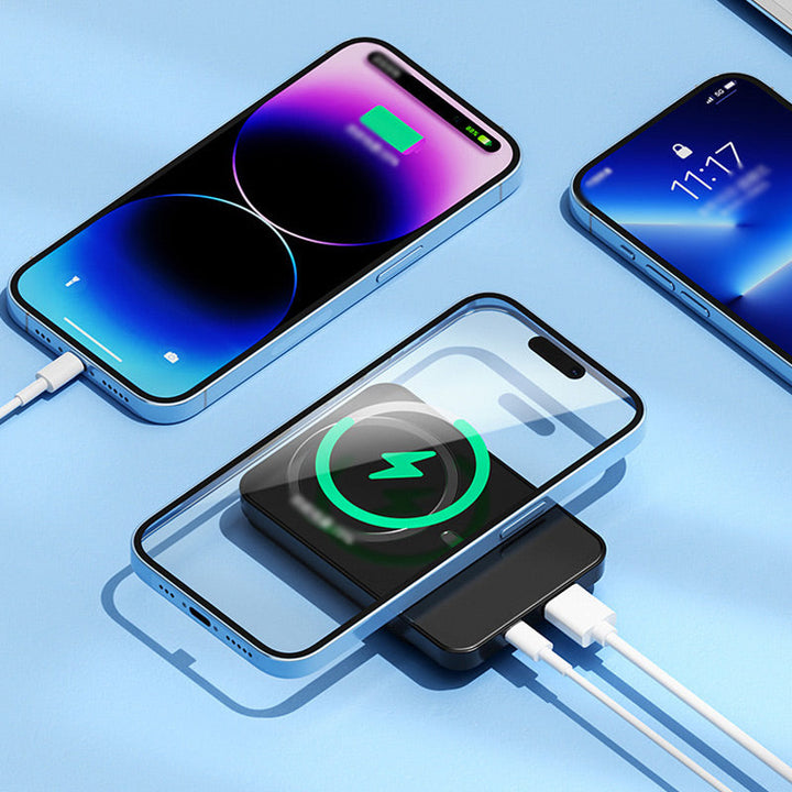 Elegancki powerbank z bezprzewodowym Qi, szybkim ładowaniem USB-C i pojemnością 10000mAh.