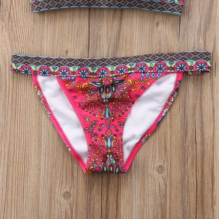 Modne czerwone bikini z orientalnym wzorem, dwuczęściowy strój kąpielowy dla kobiet, poliester/spandex.