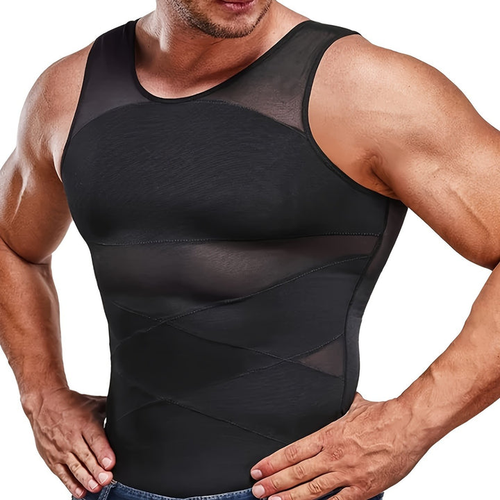 Męski tank top wyszczuplający brzuch od tyłu