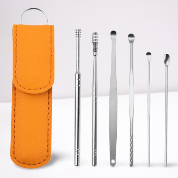 Eleganckie czarne etui z narzędziami do pielęgnacji i higieny uszu