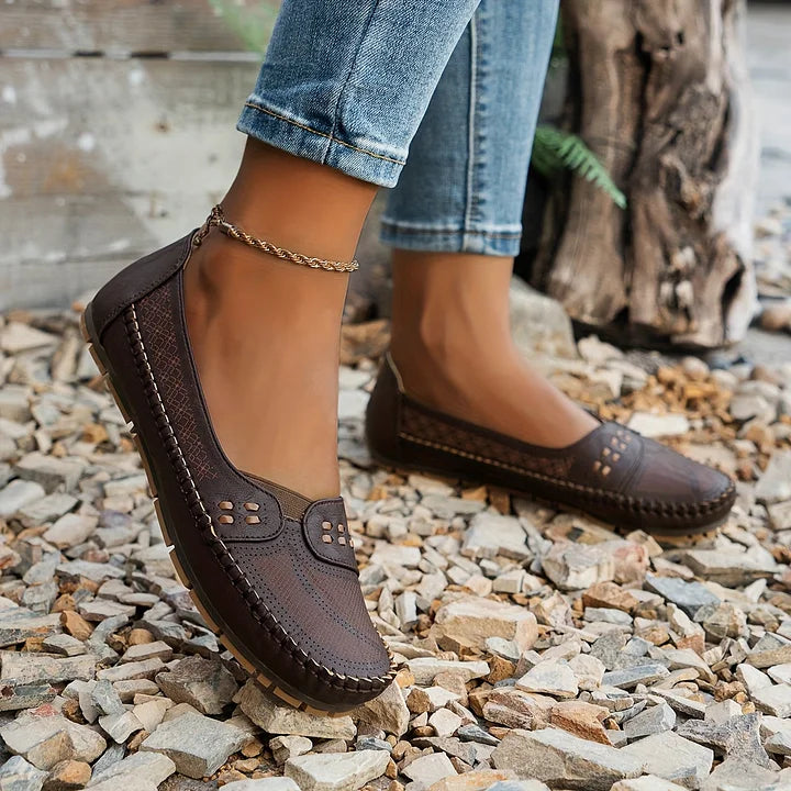 Lekkie buty damskie typu baleriny z oddychającego materiału
