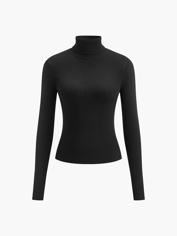 Dopasowany sweter damski ze stójką, modna odzież w prążki