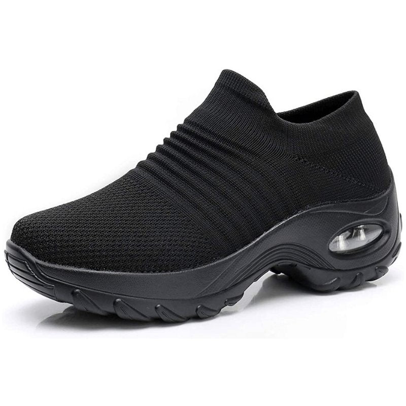 Damskie czarne buty sportowe slip-on z ergonomicznym wsparciem
