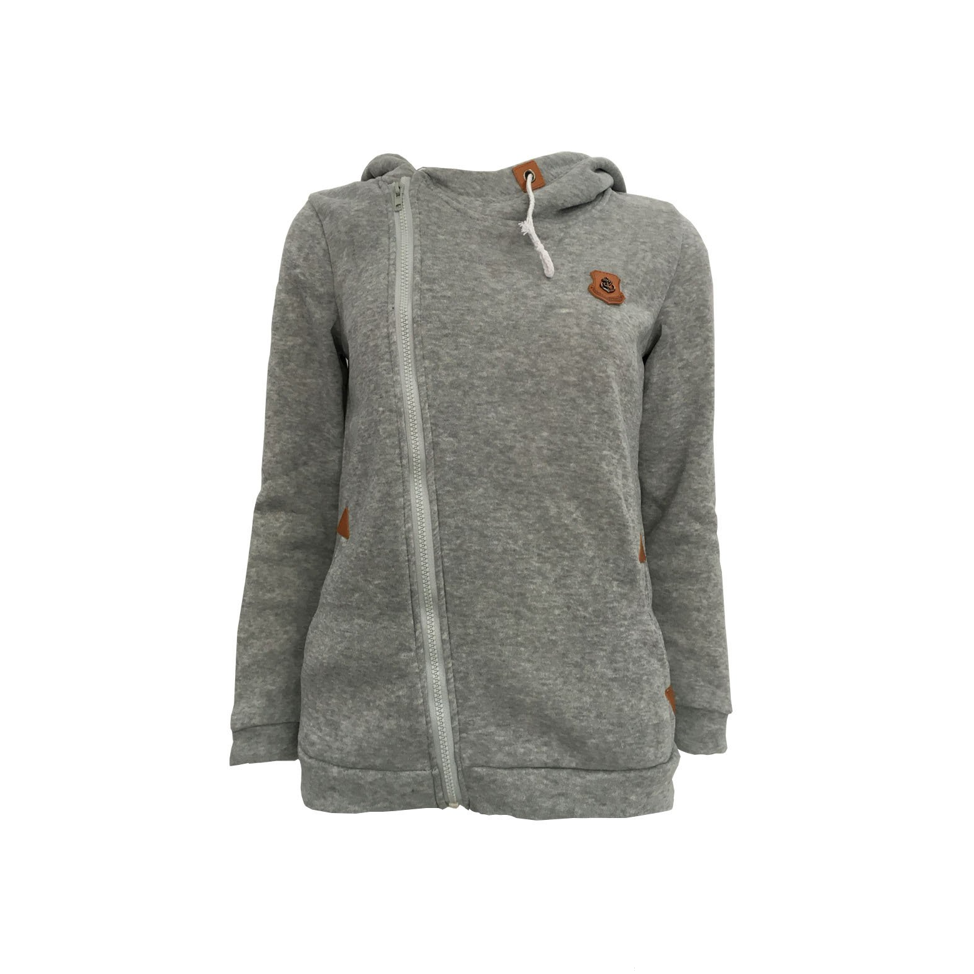 Damska bluza z kapturem i zamkiem. Asymetryczny fason, modna i wygodna, casualowy look.