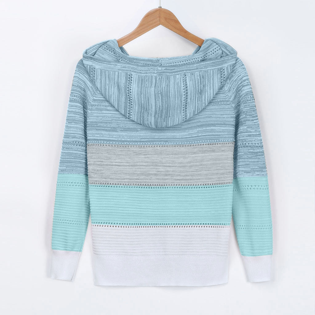 Wygodna damska bluza z kapturem, efekt ombre, miękka sweterkowa tkanina.