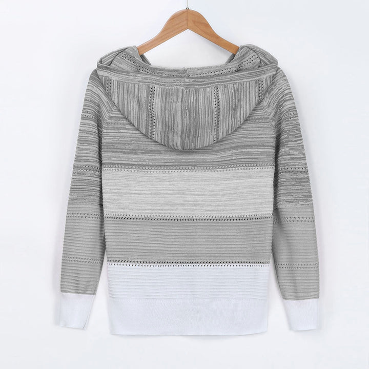Bluza damska sweterkowa z kapturem, przejście kolorów ombre, komfortowa, na każdą okazję.