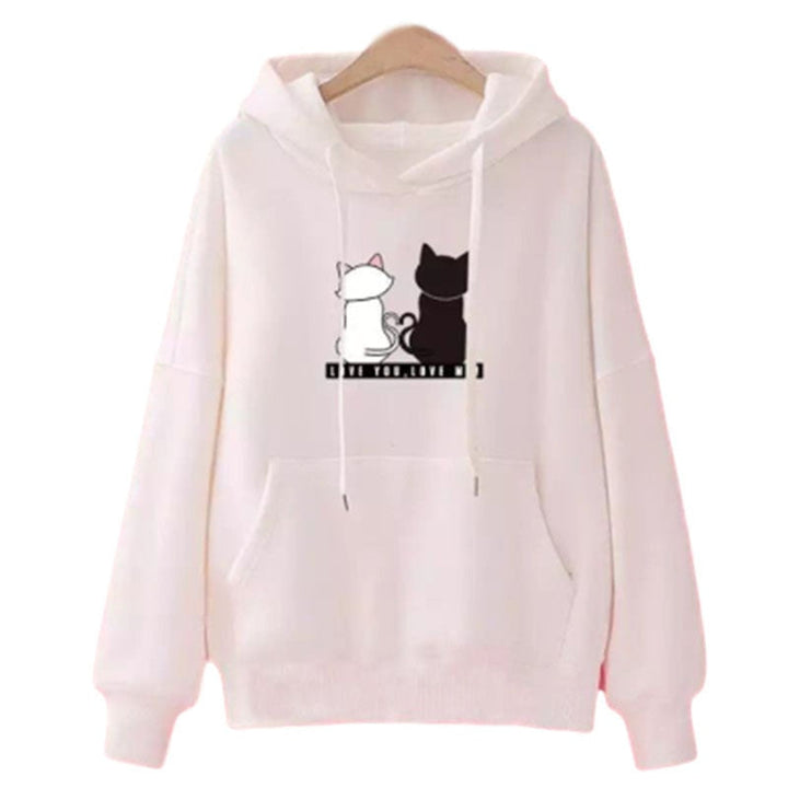 Bluza z kapturem damska, unikalny nadruk kotów, zapewnia komfort i modny wygląd.