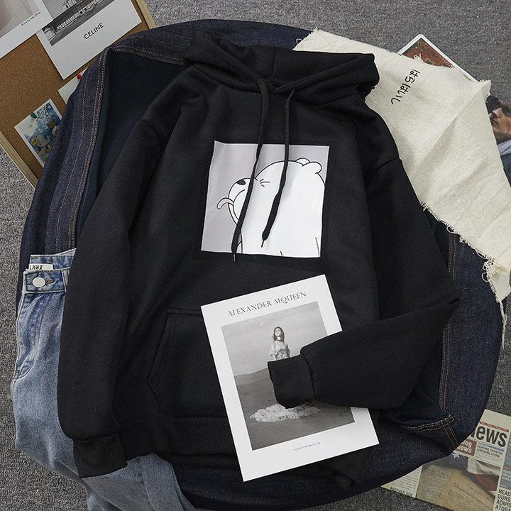 Wygodna damska bluza z kapturem i motywem misia. Luźny krój, idealna do jesiennych stylizacji casual.