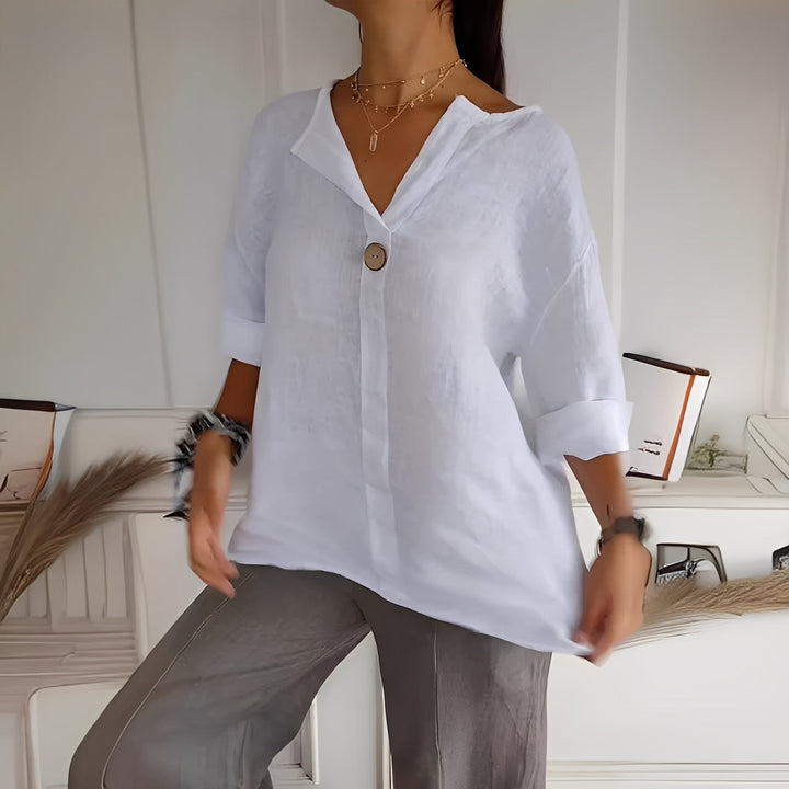 Damska bluzka Noémie z dekoltem V, lekka i elegancka, idealna na co dzień.