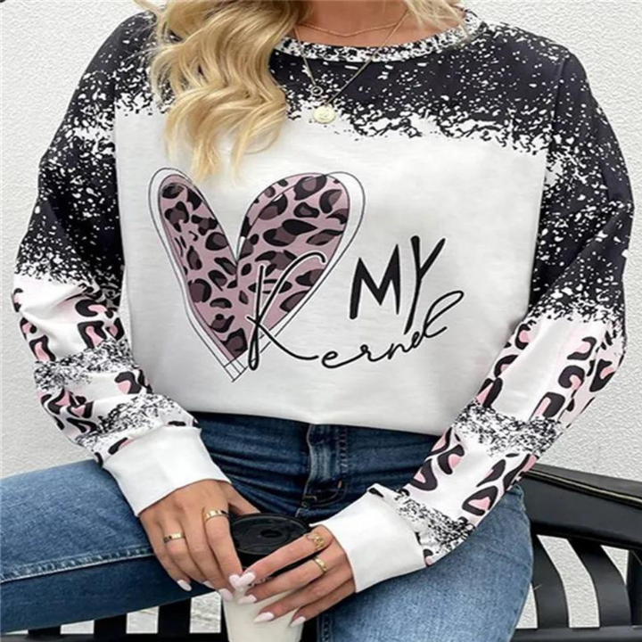 Stylowa damska bluza zimowa oversize, wzór denim. Ciepły sweter damski, idealny na chłodne dni, moda casual.