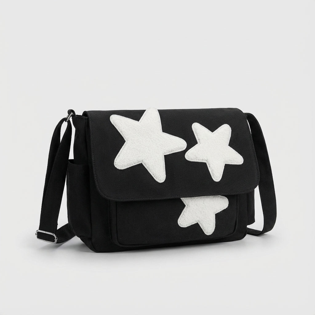 Elegancka torba damska crossbody messenger Stellaro z poliestru, z unikalnym wzorem gwiazd. Modna, wodoodporna.