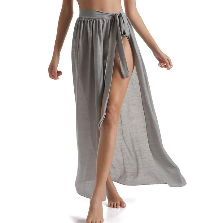 Elegancka chusta plażowa, uniwersalne okrycie na strój kąpielowy, wakacje.