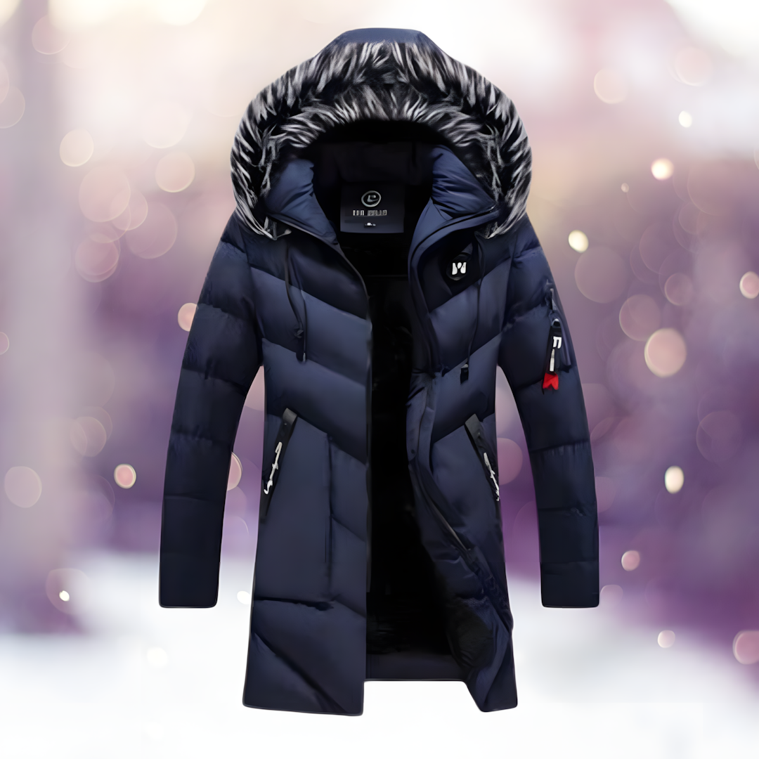 Modna damska parka zimowa slim fit, długa kurtka z kapturem, podkreślająca sylwetkę, idealna na zimę.