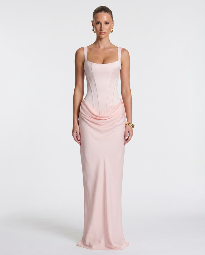 Sukienka dopasowana maxi, długa, idealna na uroczystości, modna i elegancka.
