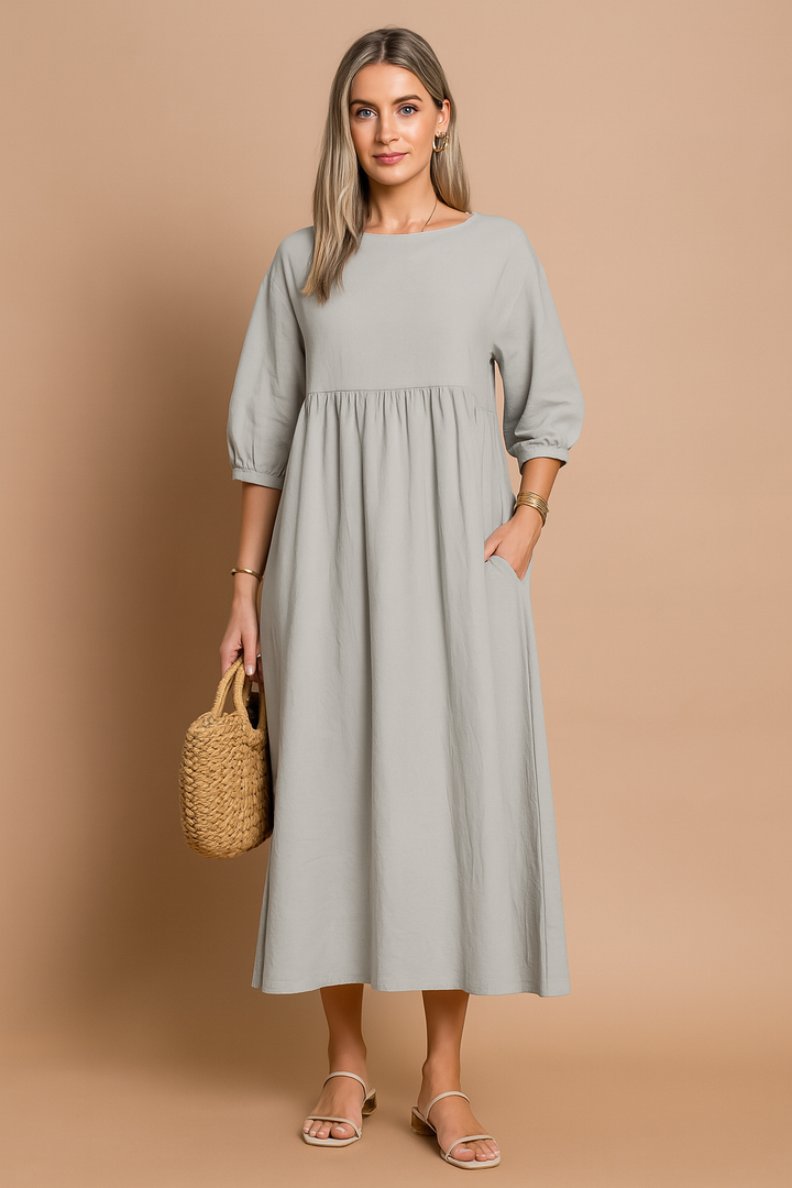Modna damska sukienka maxi, letnia elegancja i komfort w jednym, uniwersalny outfit.