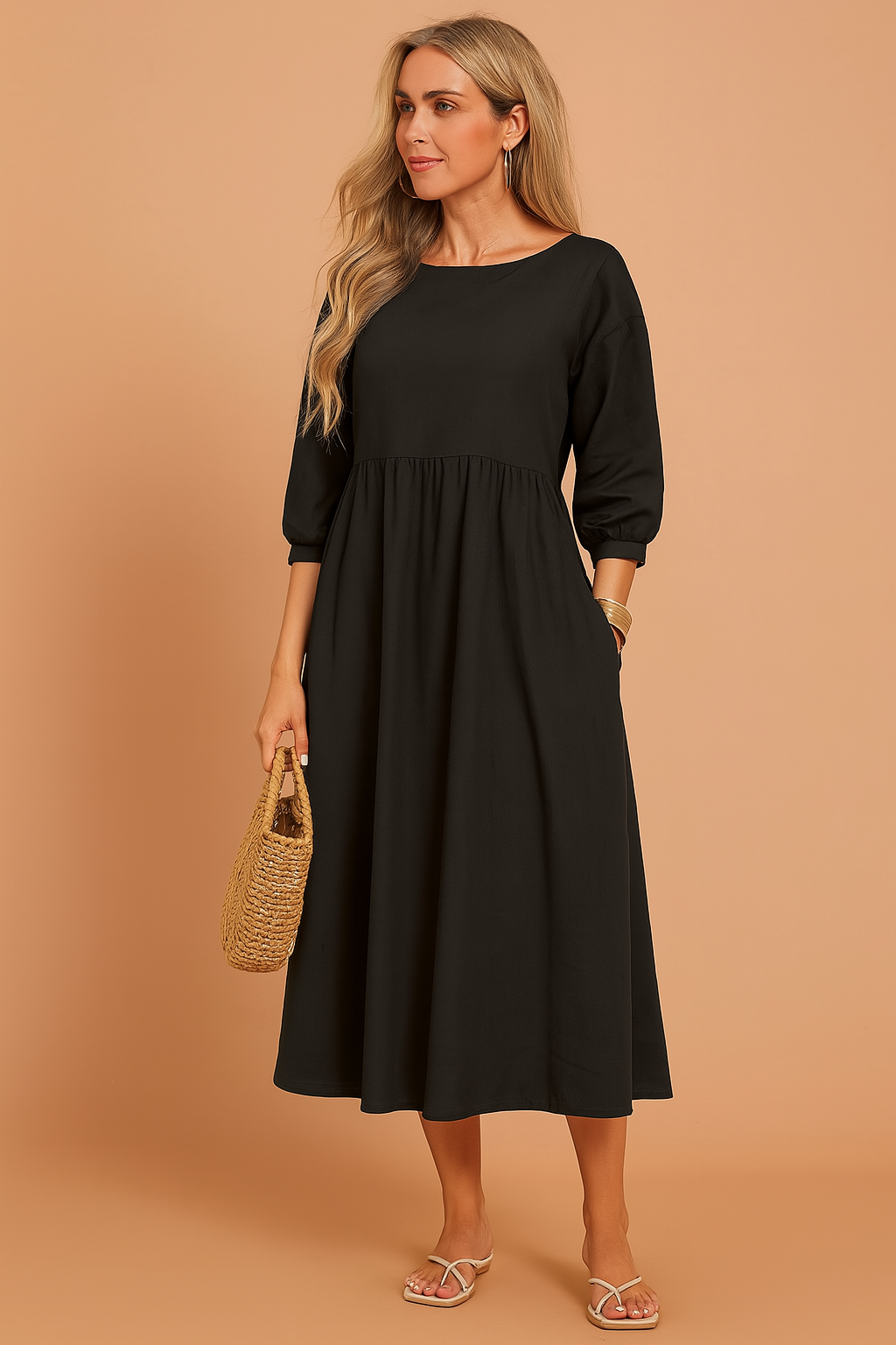 Długa sukienka letnia maxi, damska i elegancka, zapewniająca wygodę w casualowym stylu.