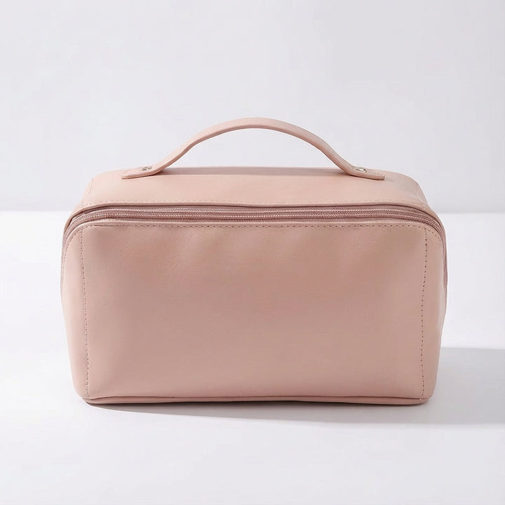 Kompaktowa damska kosmetyczka podróżna. Stylowy organizer na kosmetyki i makijaż z uchwytem.