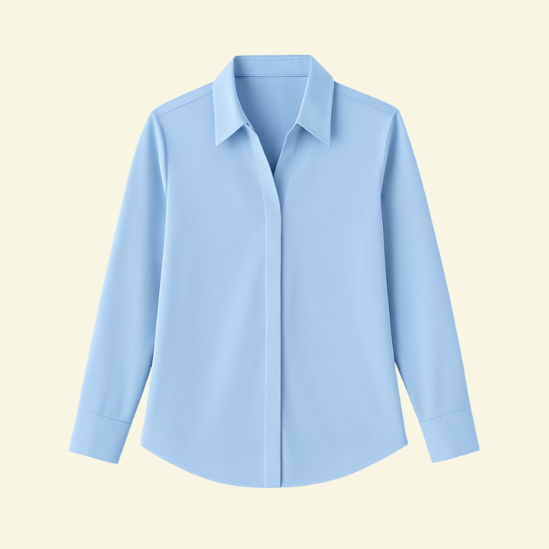 Damska koszula klasyczna z długim rękawem. Elegancki czysty design, idealna do biura i na formalne okazje.