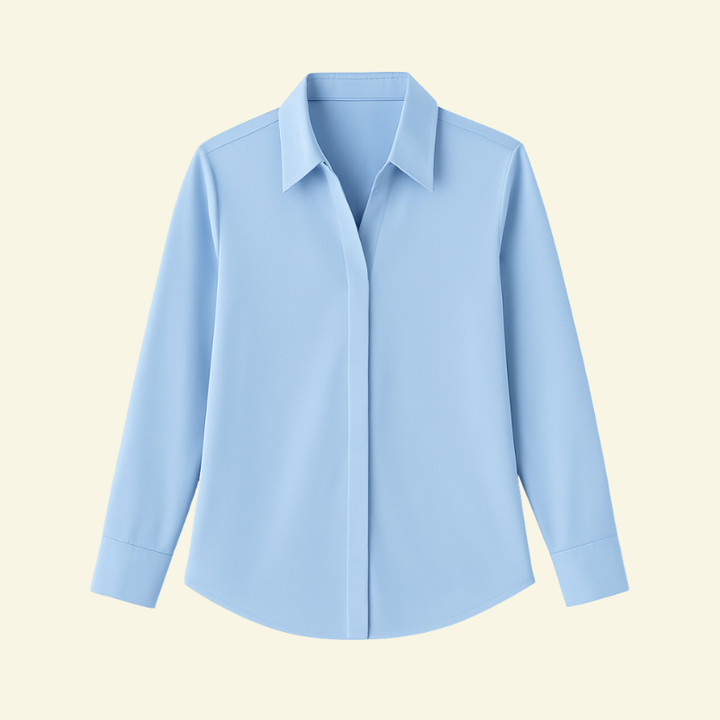 Damska koszula klasyczna z długim rękawem. Elegancki czysty design, idealna do biura i na formalne okazje.