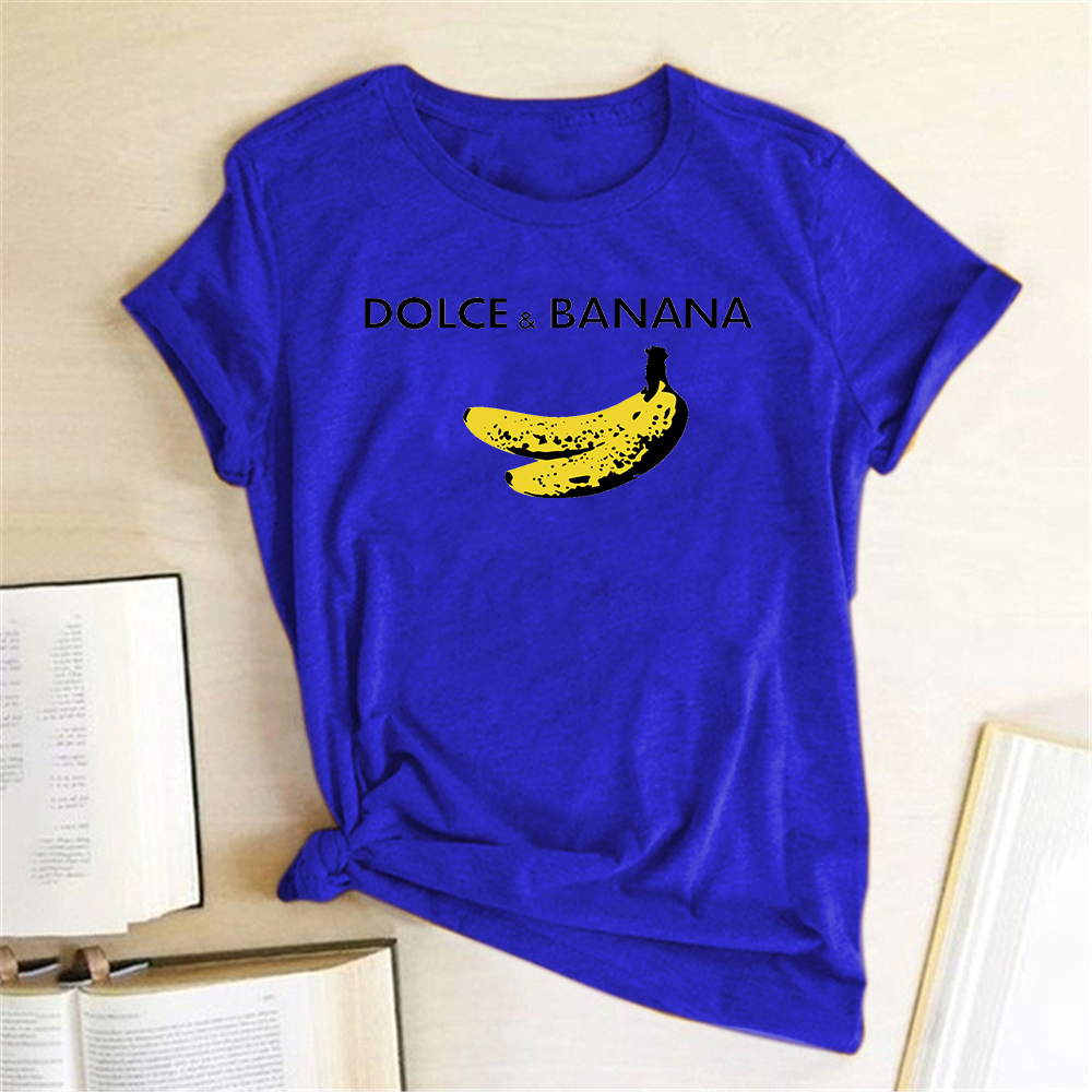 Letnia damska koszulka T-shirt z soczystymi bananami, zapewniająca wygodę i styl.